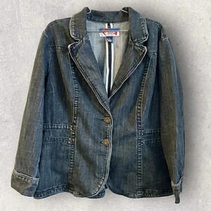 Mwah Jeans Denim Jacket women's plus size 1X medium wash with pockets